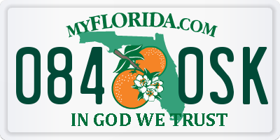 FL license plate 0840SK