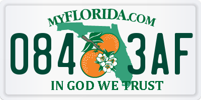FL license plate 0843AF