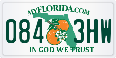 FL license plate 0843HW