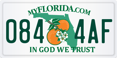 FL license plate 0844AF