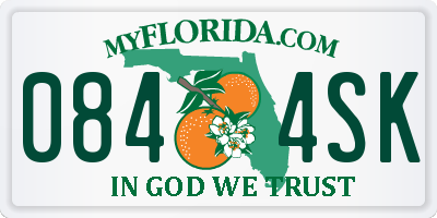 FL license plate 0844SK
