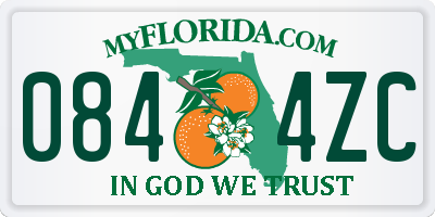 FL license plate 0844ZC