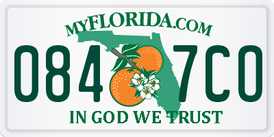 FL license plate 0847CO