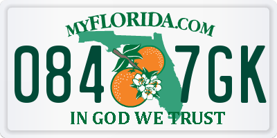 FL license plate 0847GK