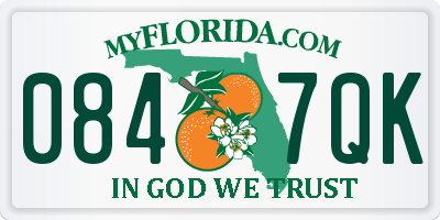 FL license plate 0847QK