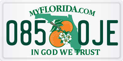 FL license plate 0850JE