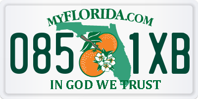 FL license plate 0851XB