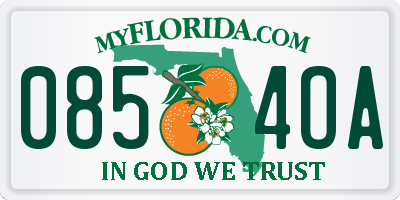 FL license plate 0854OA