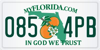 FL license plate 0854PB