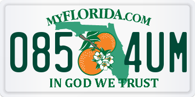FL license plate 0854UM