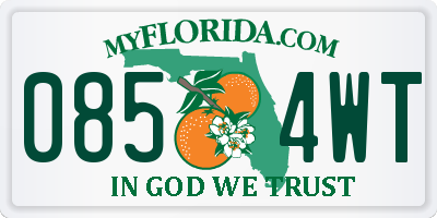FL license plate 0854WT