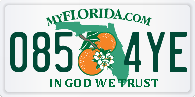 FL license plate 0854YE