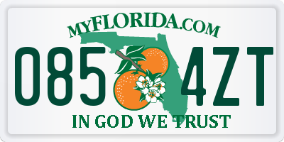 FL license plate 0854ZT