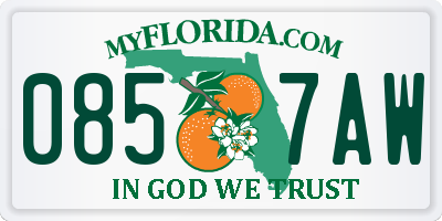 FL license plate 0857AW