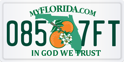FL license plate 0857FT