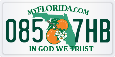 FL license plate 0857HB