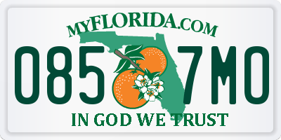 FL license plate 0857MO
