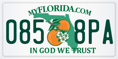 FL license plate 0858PA