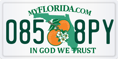 FL license plate 0858PY
