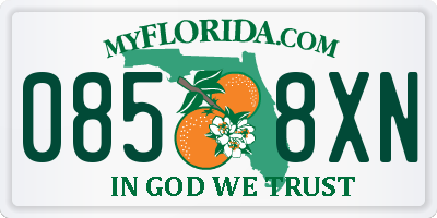FL license plate 0858XN