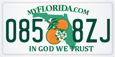 FL license plate 0858ZJ