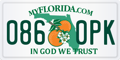 FL license plate 0860PK
