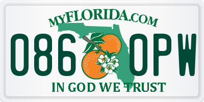 FL license plate 0860PW