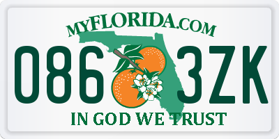 FL license plate 0863ZK