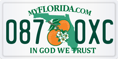 FL license plate 0870XC