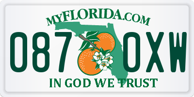 FL license plate 0870XW