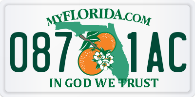 FL license plate 0871AC
