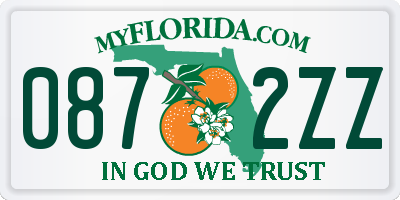 FL license plate 0872ZZ