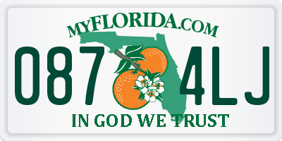 FL license plate 0874LJ