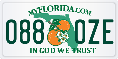 FL license plate 0880ZE