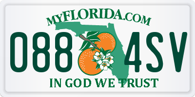 FL license plate 0884SV