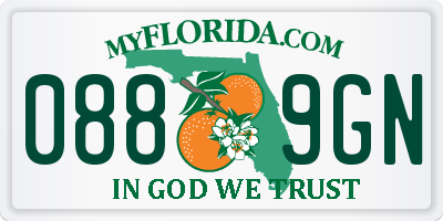 FL license plate 0889GN