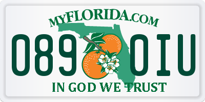 FL license plate 0890IU
