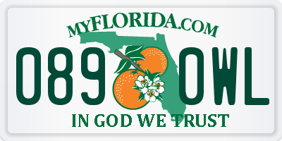 FL license plate 0890WL