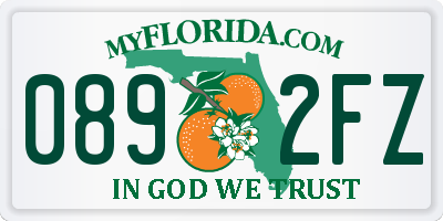 FL license plate 0892FZ