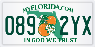 FL license plate 0892YX