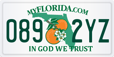 FL license plate 0892YZ