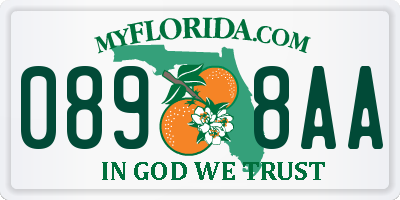 FL license plate 0898AA