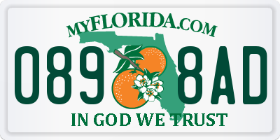 FL license plate 0898AD