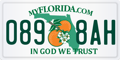 FL license plate 0898AH