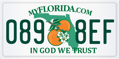 FL license plate 0898EF