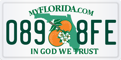 FL license plate 0898FE