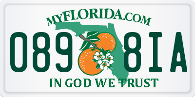 FL license plate 0898IA