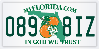 FL license plate 0898IZ