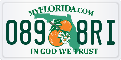 FL license plate 0898RI
