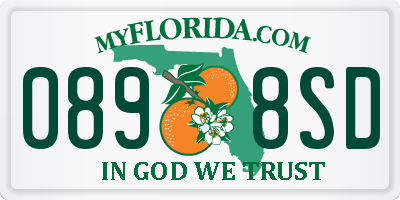 FL license plate 0898SD